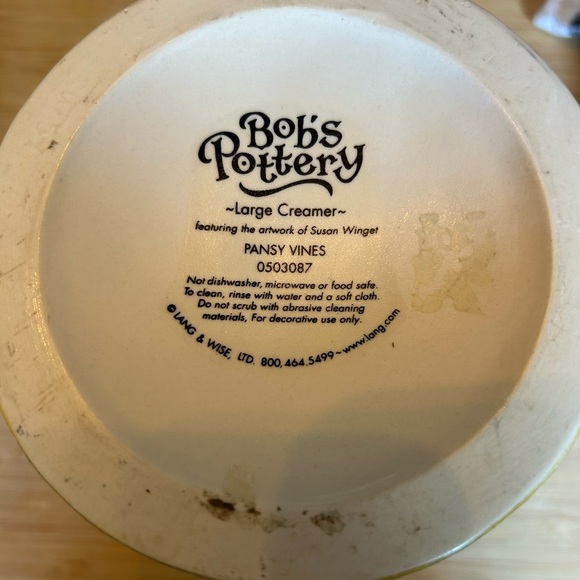 Vintage Bob’s Pottery Hand Painted Decorative Pitcher/Vase in Pansy Vines - Picture 3 of 5